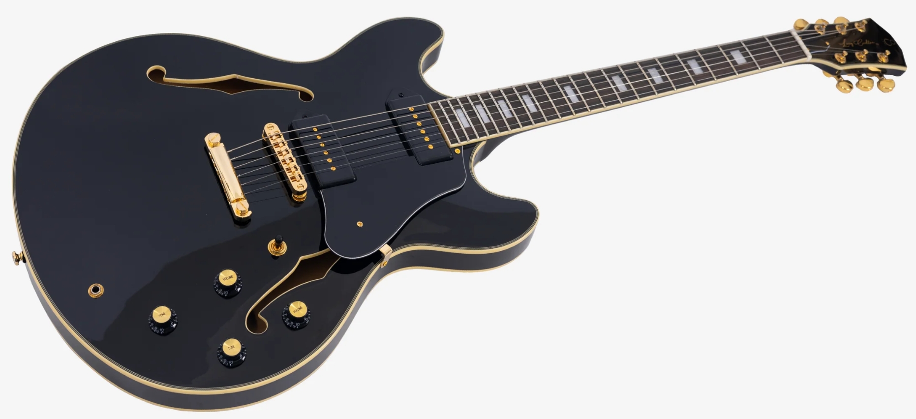 Sire Larry Carlton H7v Lh Signature Gaucher 2s P90 Ht Eb - Black - Semi-Hollow E-Gitarre - Variation 2