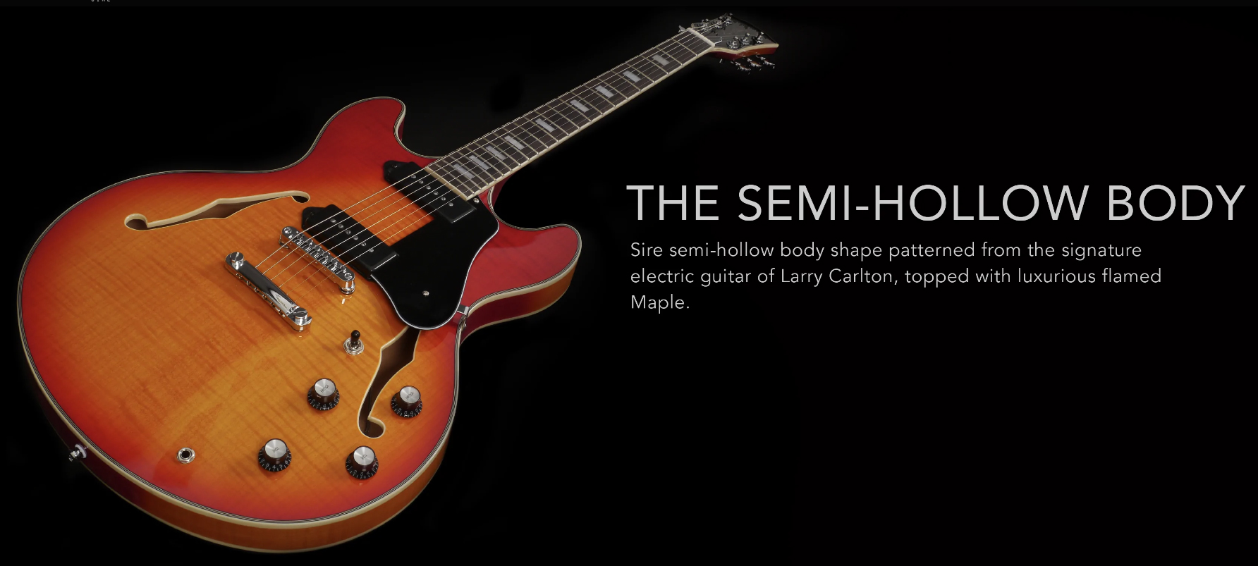 Sire Larry Carlton H7v Signature 2s P90 Ht Eb - Cherry Sunburst - Semi-Hollow E-Gitarre - Variation 1
