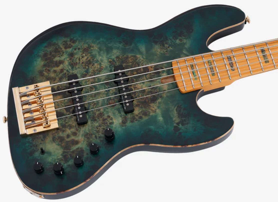 Sire Marcus Miller V10 5st 2nd Gen. 5c Active Mn - Transparent Green Satin - Solidbody E-bass - Variation 2