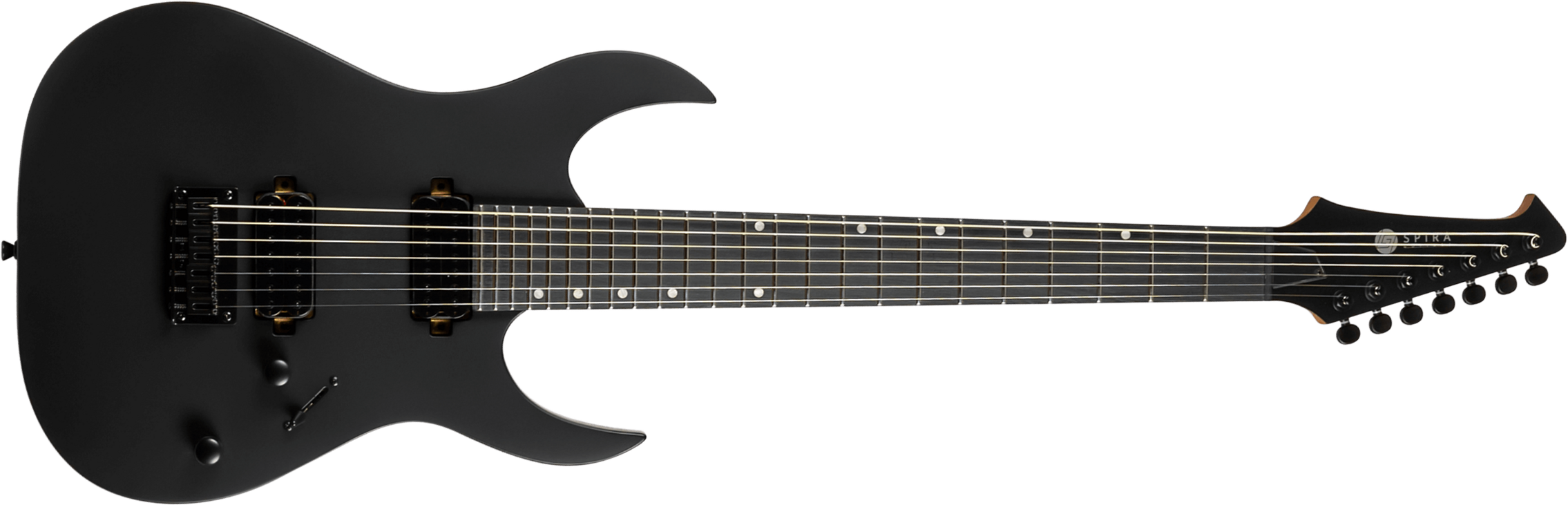 Spira Guitars S407 Mbk 7c Baryton 2h Ht Eb - Satin Black - Bariton E-Gitarre - Main picture