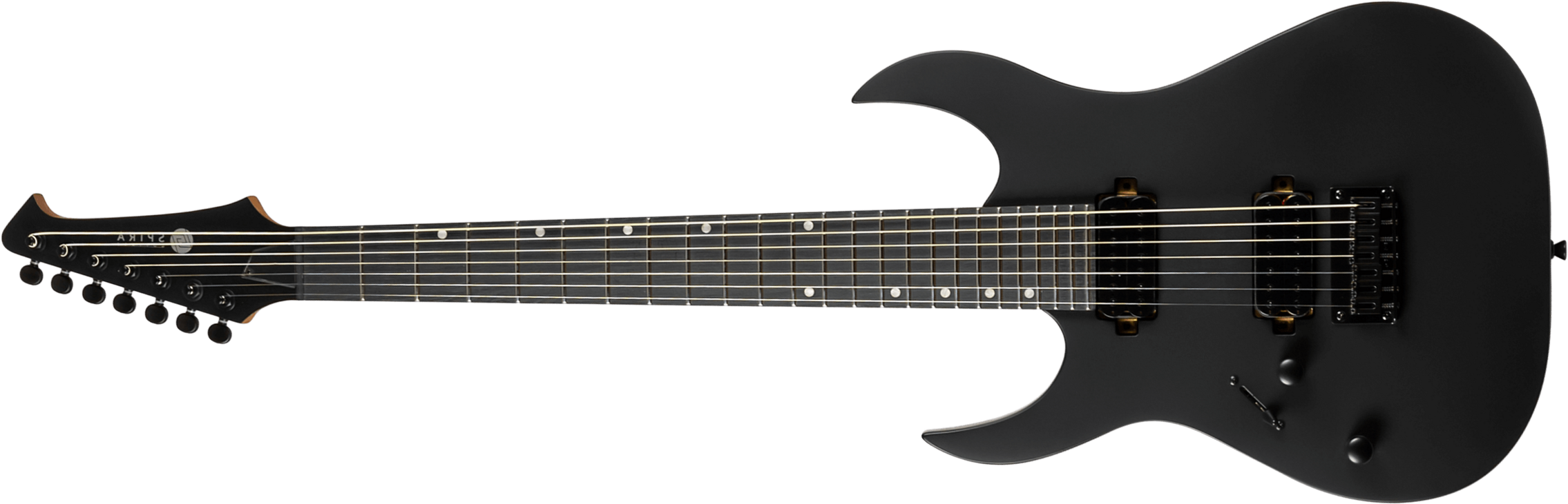 Spira Guitars S407 Mbk Lh Gaucher 7c Baryton 2h Ht Ebh Ht - Satin Black - Bariton E-Gitarre - Main picture