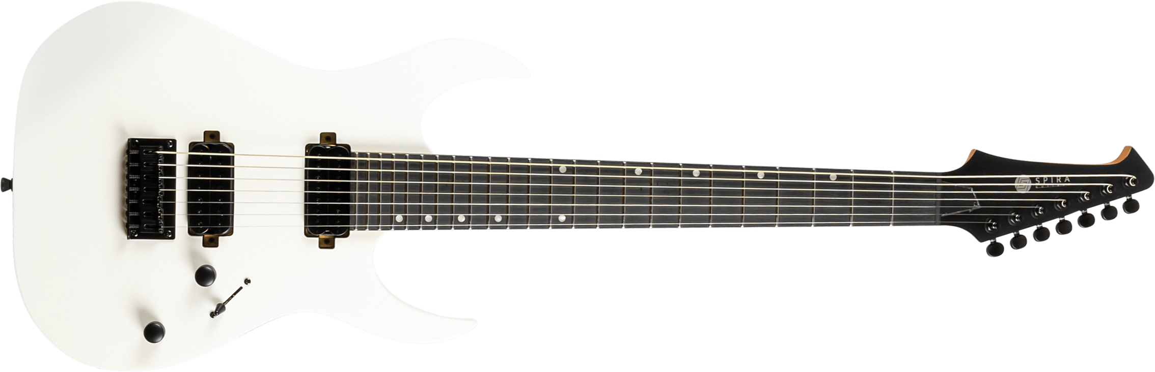 Spira Guitars S407 Mwh 7c Baryton 2h Ht Eb - Satin White - Bariton E-Gitarre - Main picture
