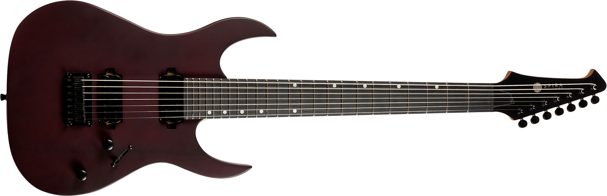 Spira Guitars S407 Mwr 7c Baryton 2h Ht Eb - Wine Red Satin - Bariton E-Gitarre - Main picture
