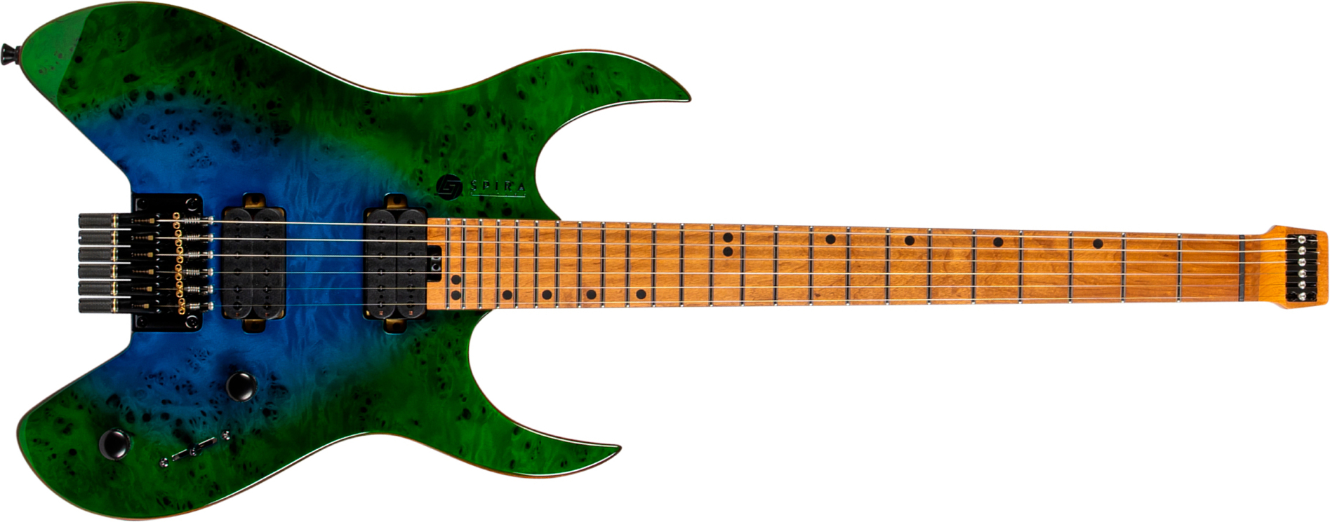 Spira Guitars S500 Gbr Headless 2h Ht Mn - Green & Blue - Double Cut E-Gitarre - Main picture