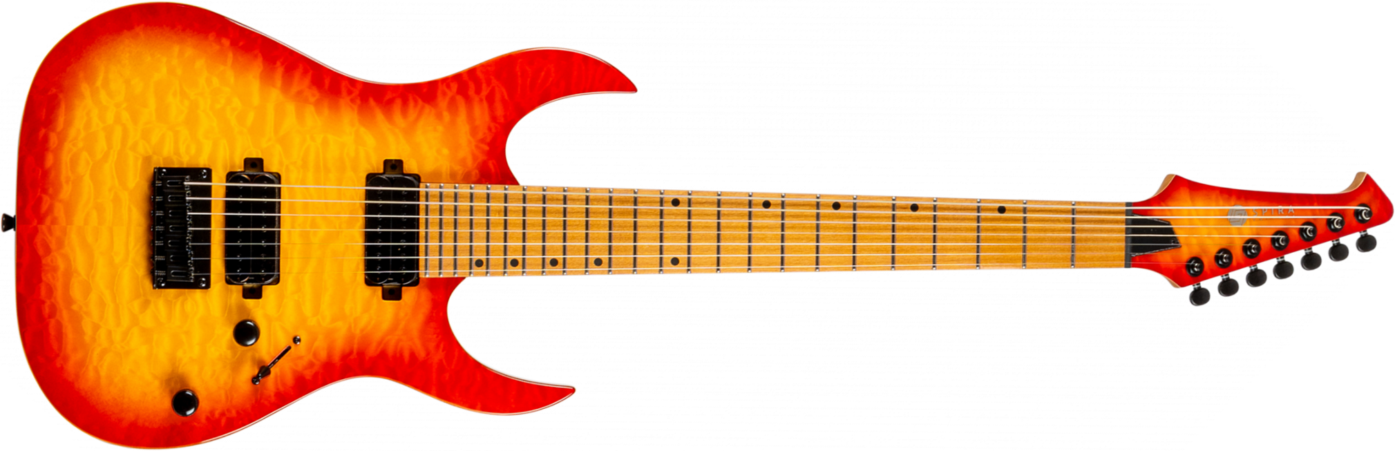 Spira Guitars S507 Qfb 7c Baritone 2h Ht Mn - Fireburst - Bariton E-Gitarre - Main picture