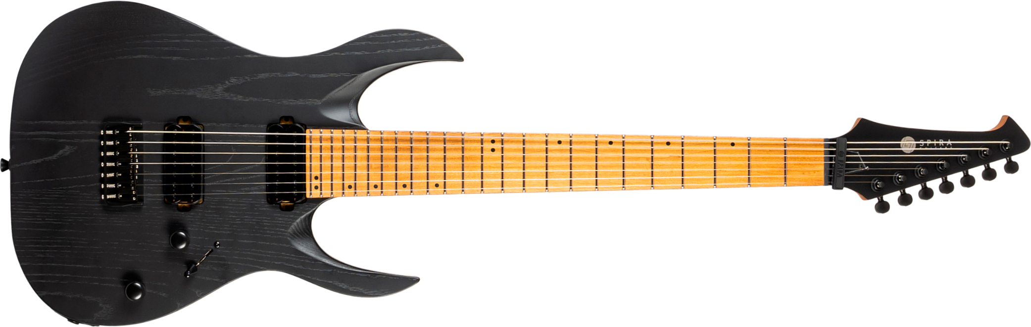 Spira Guitars S607 Abk 7c Baryton 2h Ht Eb - Stained Black - Bariton E-Gitarre - Main picture