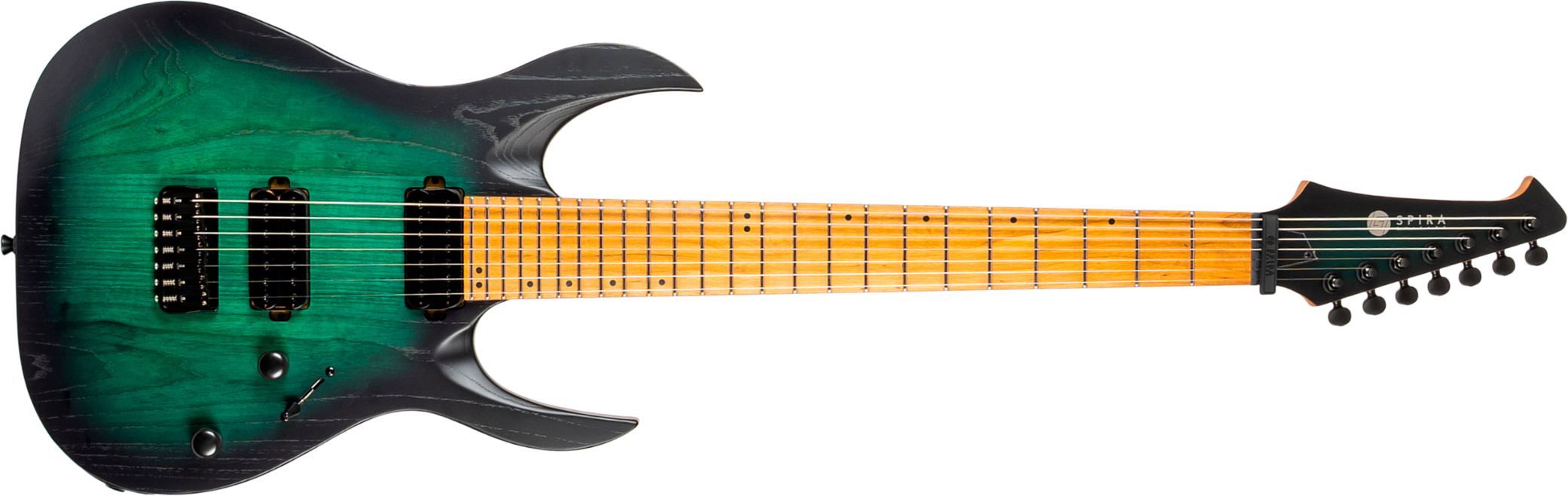 Spira Guitars S607 Agr 7c Baryton 2h Ht Eb - Stained Green - Bariton E-Gitarre - Main picture
