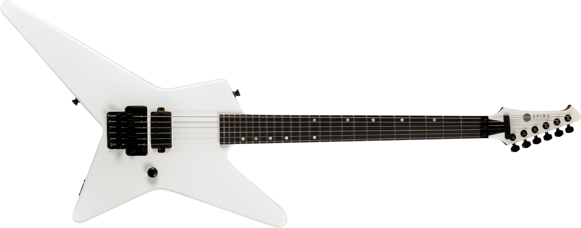 Spira Guitars Sr420 Wh 1h Fr Eb - White Satin - E-Gitarre aus Metall - Main picture