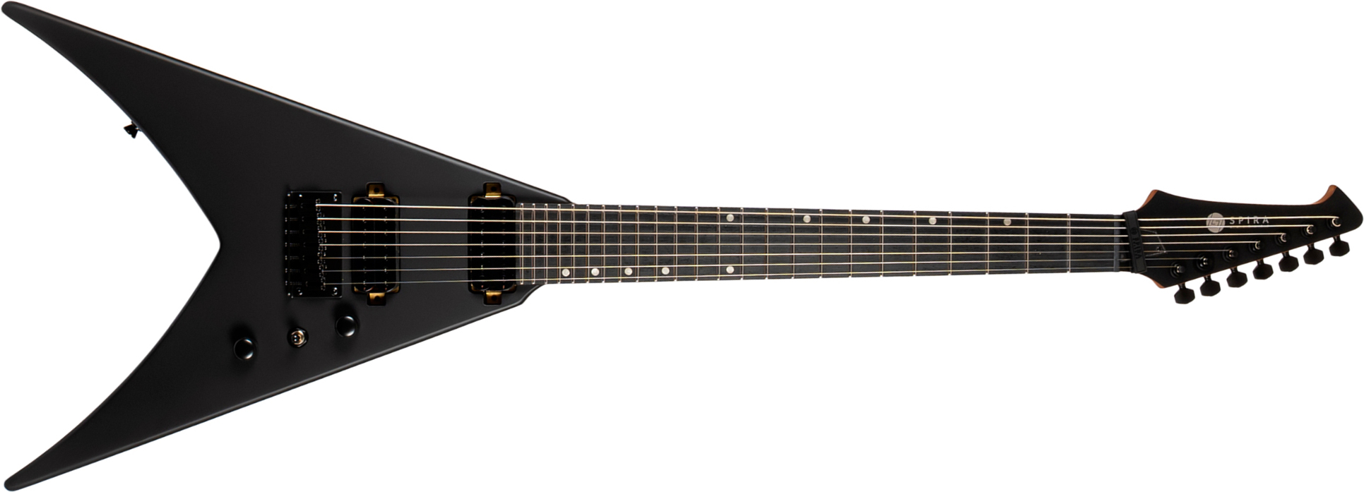 Spira Guitars V407 Mbk 7c 2h Ht Eb - Black Satin - E-Gitarre aus Metall - Main picture