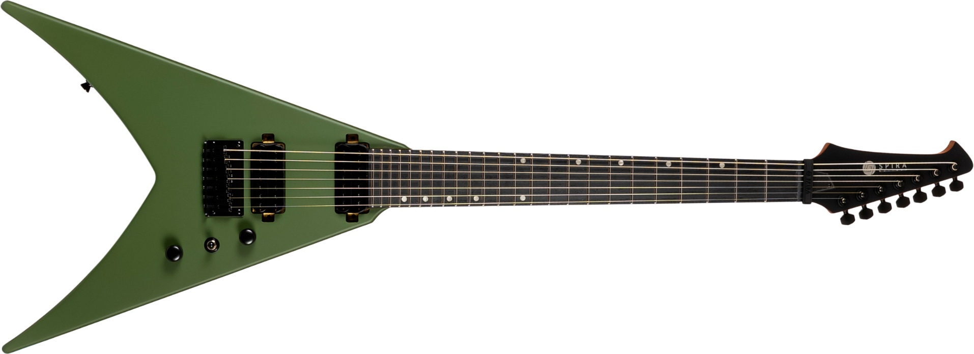 Spira Guitars V407 Mgr 7c 2h Ht Eb - Green Satin - E-Gitarre aus Metall - Main picture