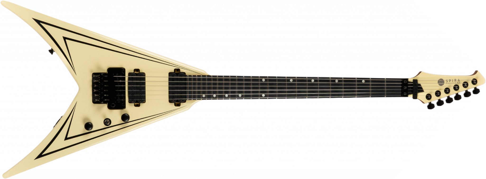 Spira Guitars V420 Awh 2h Trem Eb - Antique White Stripe - E-Gitarre aus Metall - Main picture