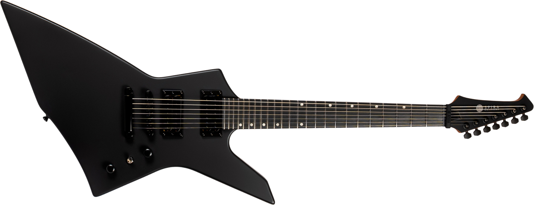 Spira Guitars X407 Mbk 7c 2h Ht Mn - Black Satin - E-Gitarre aus Metall - Main picture