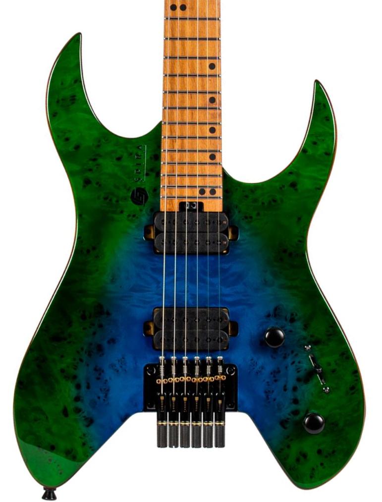 Double cut e-gitarre Spira guitars S-500 GBR Headless - Green & blue