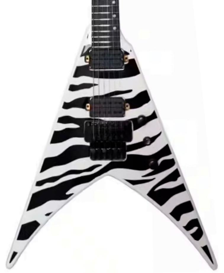 E-gitarre aus metall Spira guitars V-420 WHT Ltd - White tiger