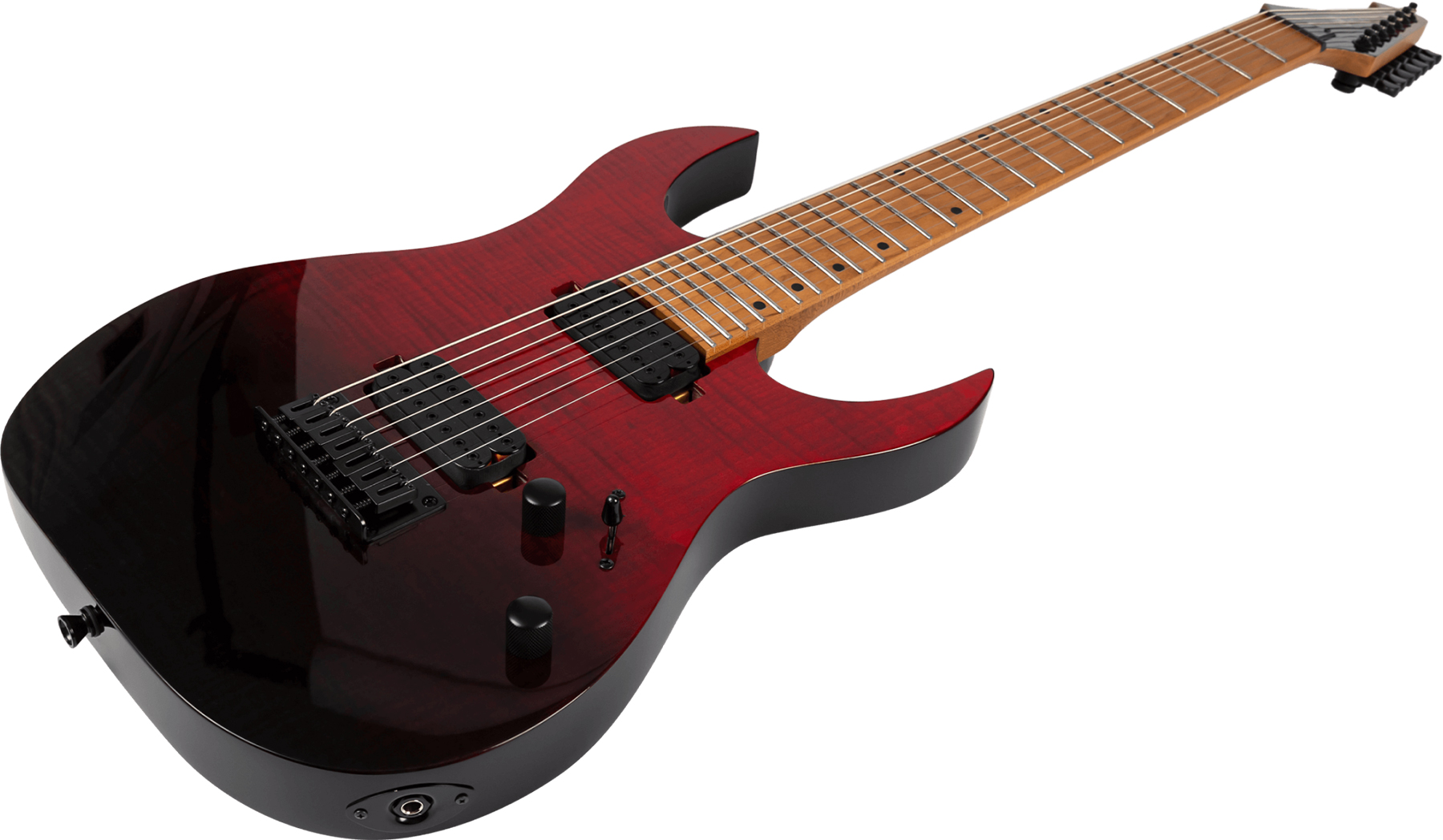 Spira Guitars S457 Trd 7c Baritone 2h Ht Mn - Trans Red/black - Bariton E-Gitarre - Variation 2