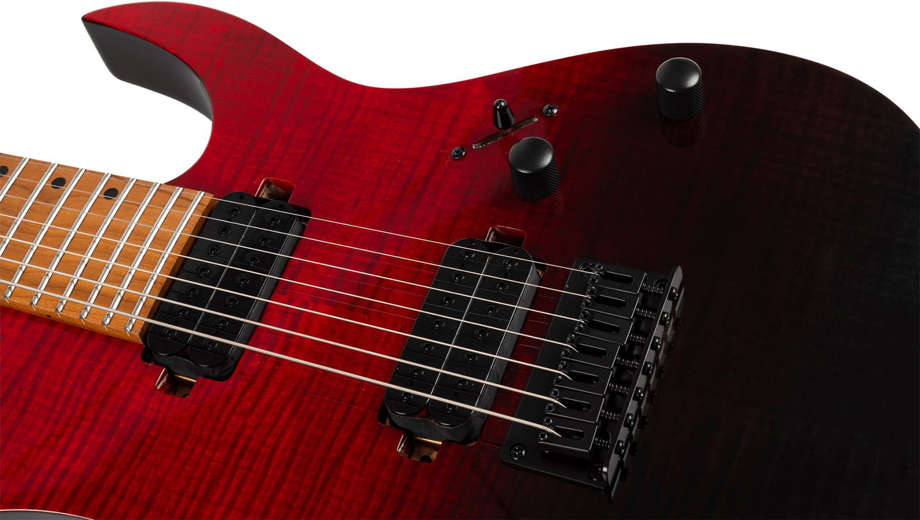 Spira Guitars S457 Trd 7c Baritone 2h Ht Mn - Trans Red/black - Bariton E-Gitarre - Variation 3