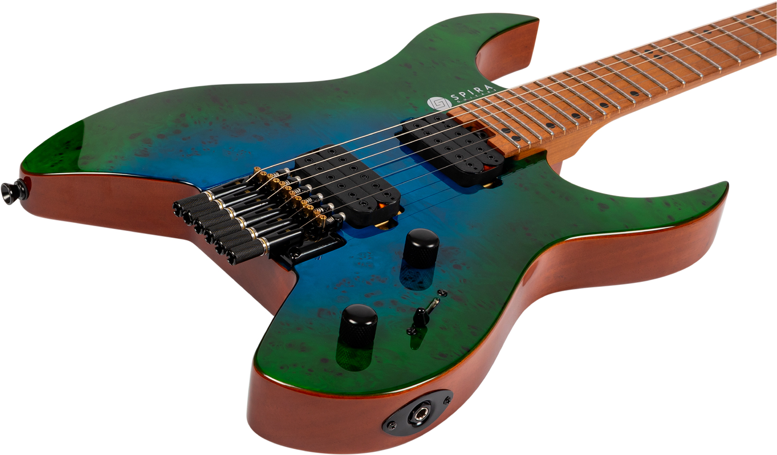 Spira Guitars S500 Gbr Headless 2h Ht Mn - Green & Blue - Double Cut E-Gitarre - Variation 2