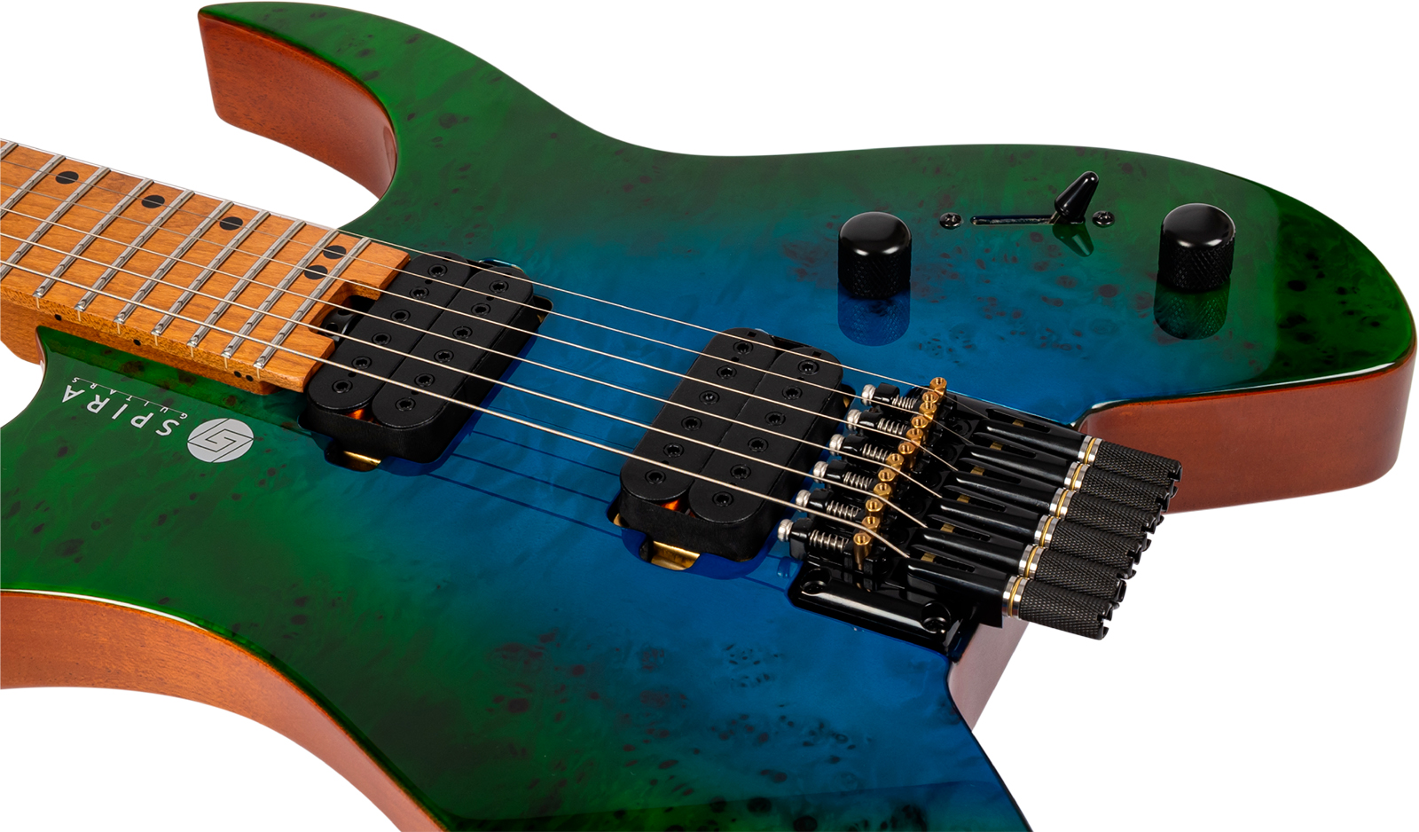 Spira Guitars S500 Gbr Headless 2h Ht Mn - Green & Blue - Double Cut E-Gitarre - Variation 3