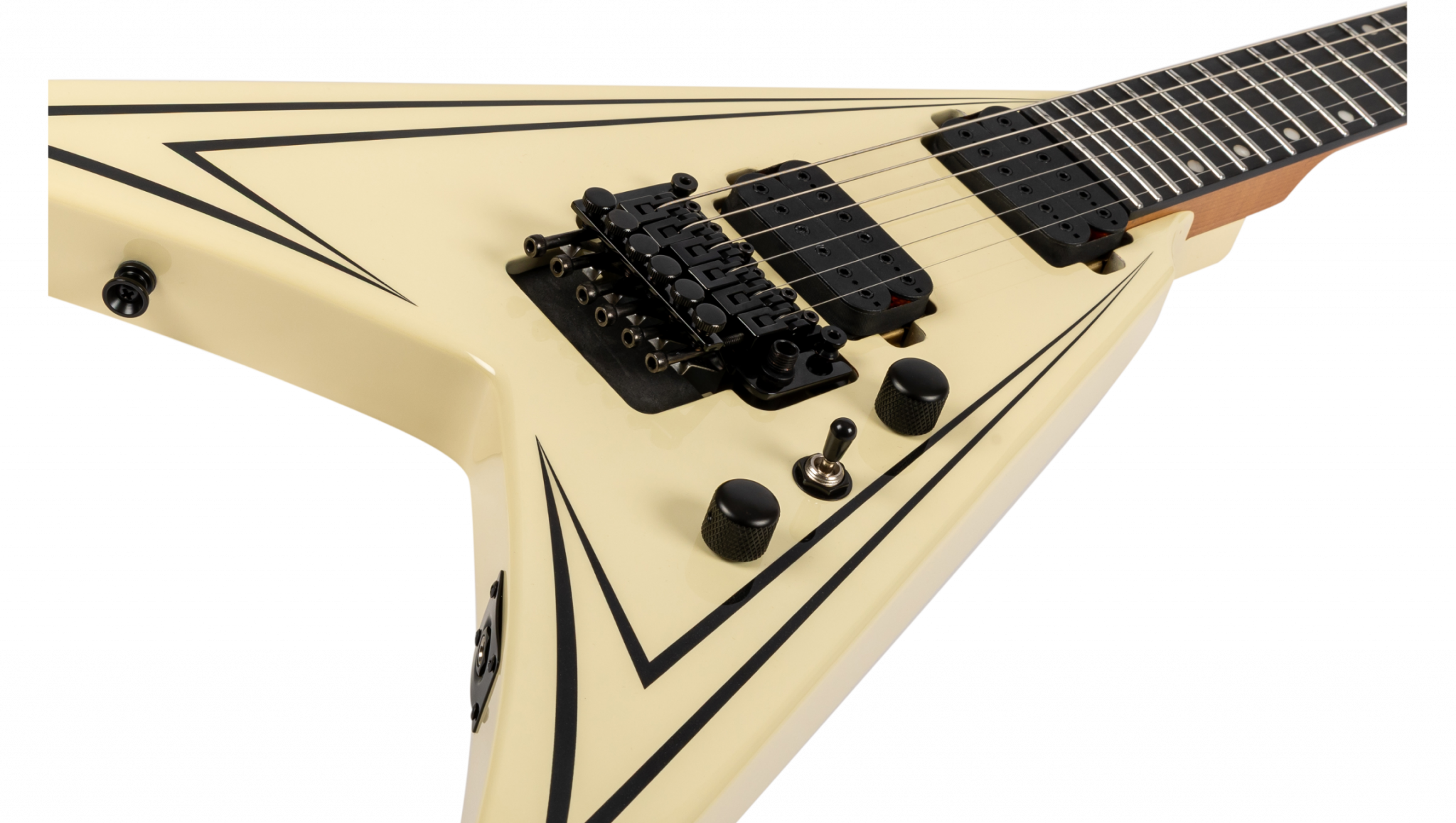 Spira Guitars V420 Awh 2h Trem Eb - Antique White Stripe - E-Gitarre aus Metall - Variation 3