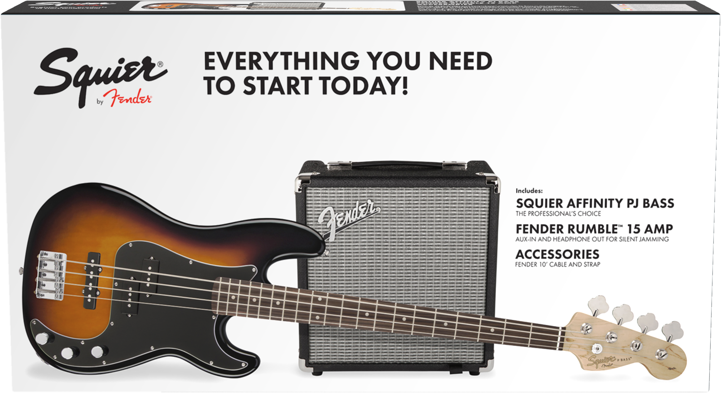 Squier Affinity Series Precision Bass Pj Pack (lau) - Brown Sunburst - Solidbody E-bass - Variation 1