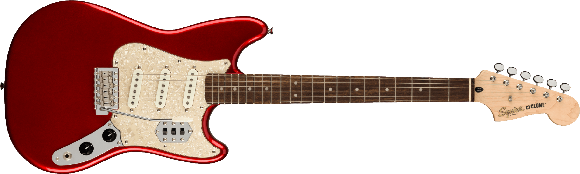 Squier Cyclone Paranormal 3s Trem Lau - Candy Apple Red - Retro-Rock-E-Gitarre - Main picture