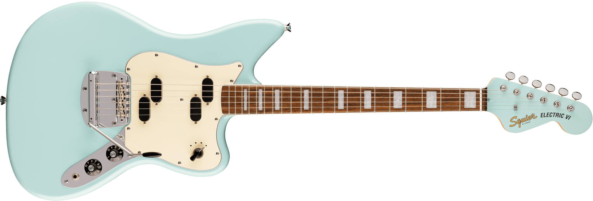 Squier Electric Vi Paranormal Shsc 2s Trem Lau - Daphne Blue - Retro-Rock-E-Gitarre - Main picture