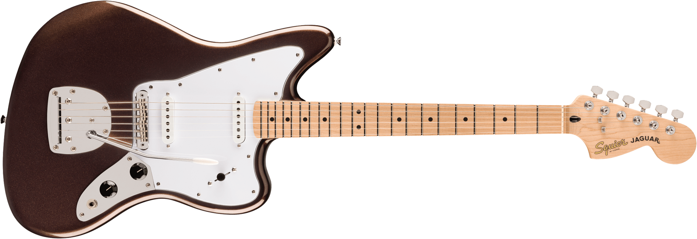 Squier Jaguar Affinity 2s Trem Lau - Mystic Metallic Brown - Retro-Rock-E-Gitarre - Main picture