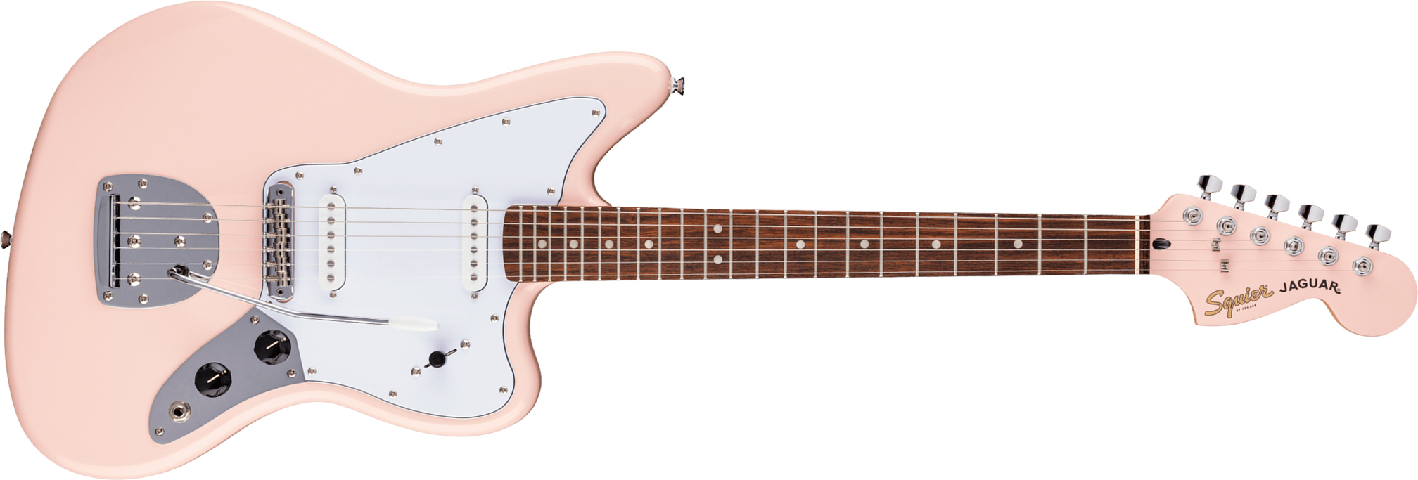 Squier Jaguar Affinity Fsr Shsc 2s Trem Lau - Shell Pink - Retro-Rock-E-Gitarre - Main picture