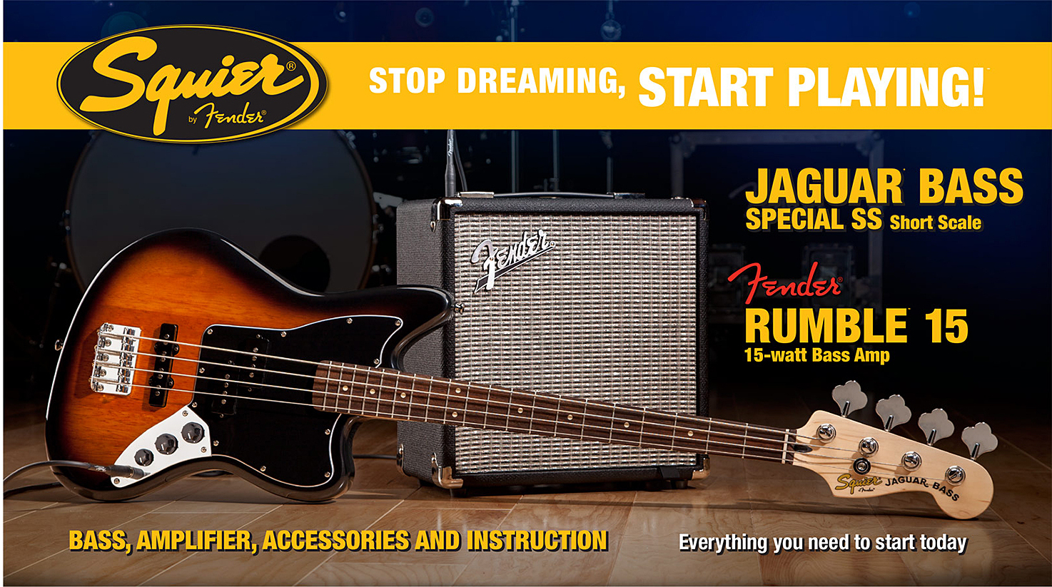 Squier Jaguar Bass Special Ss With Fender Rumble 15 Set - E-Bass Set - Main picture