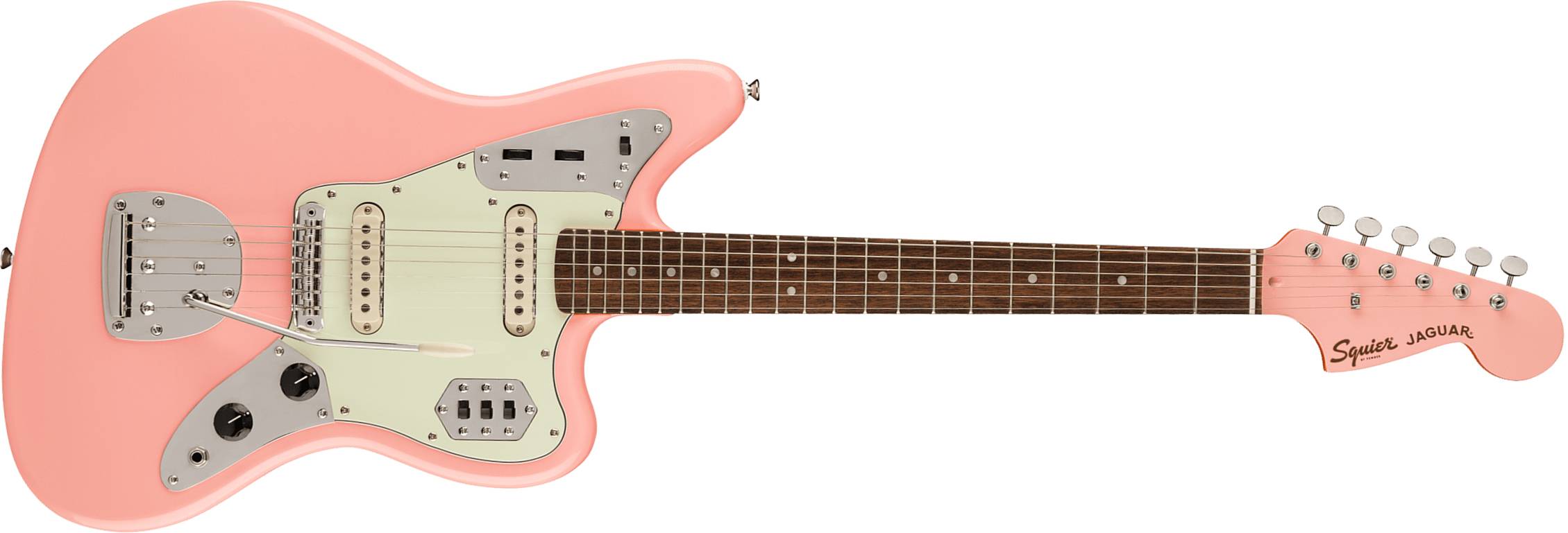 Squier Jaguar Classic Vibe 60s Fsr Ltd Lau - Shell Pink - Retro-Rock-E-Gitarre - Main picture