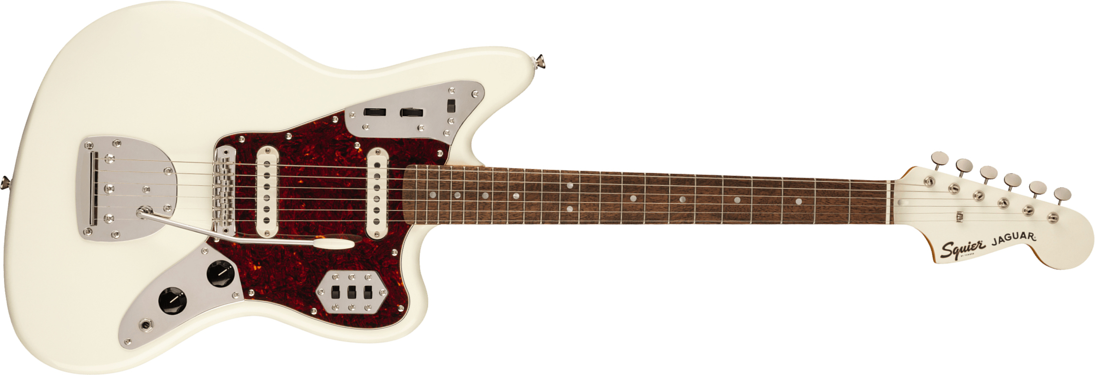 Squier Jaguar Classic Vibe 60s Fsr Ltd Lau - Olympic White With Matching Headstock - Retro-Rock-E-Gitarre - Main picture