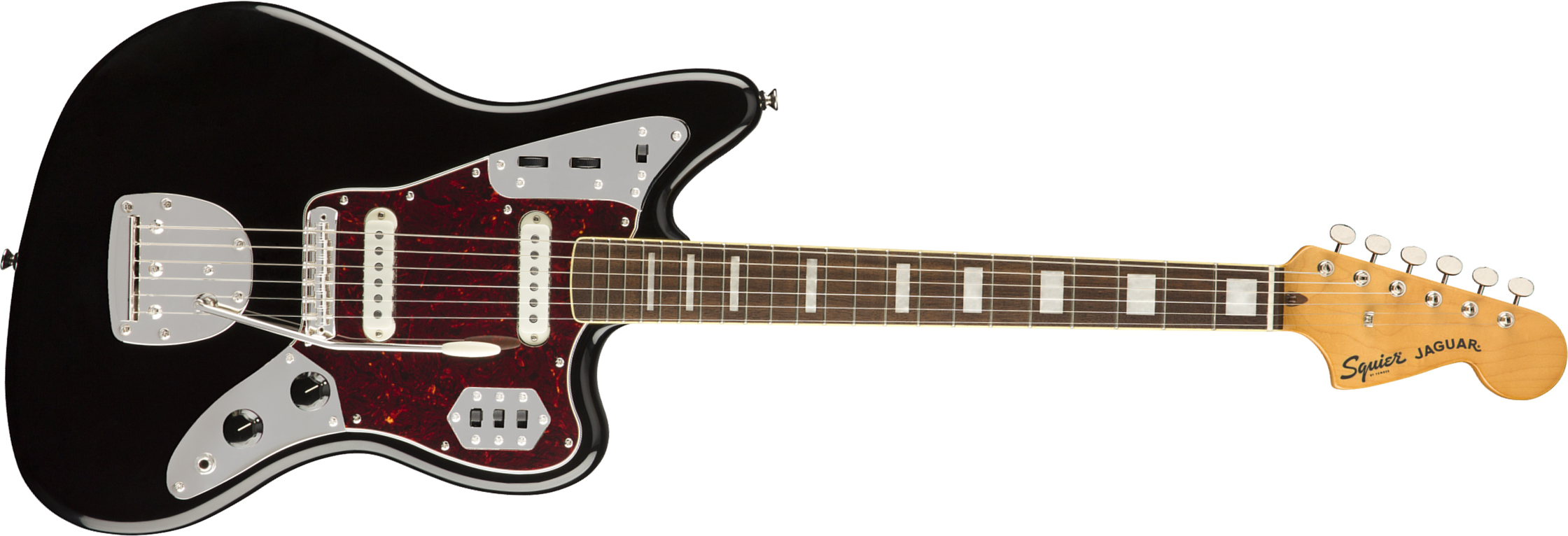 Squier Jaguar Classic Vibe 70s 2019 Lau - Black - Retro-Rock-E-Gitarre - Main picture