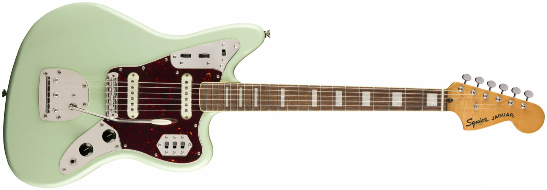 Squier Jaguar Classic Vibe 70s 2019 Lau - Surf Green - Retro-Rock-E-Gitarre - Main picture