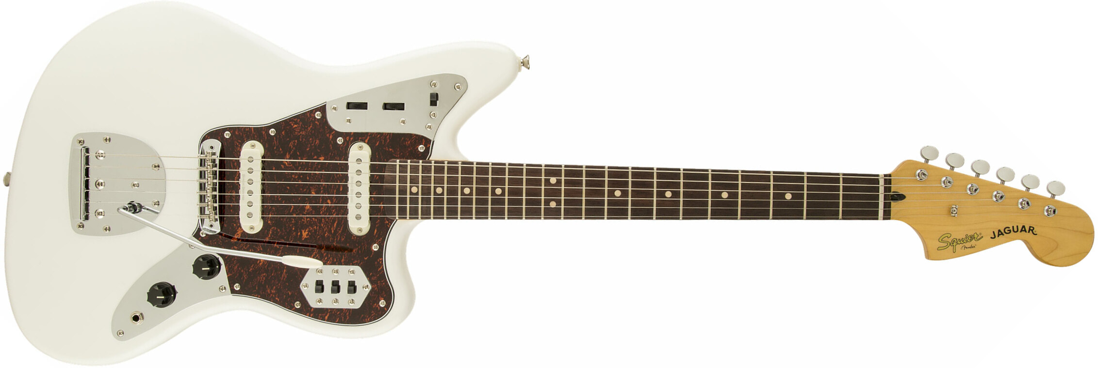 Squier Jaguar Vintage Modified Ss Lau - Olympic White - Retro-Rock-E-Gitarre - Main picture