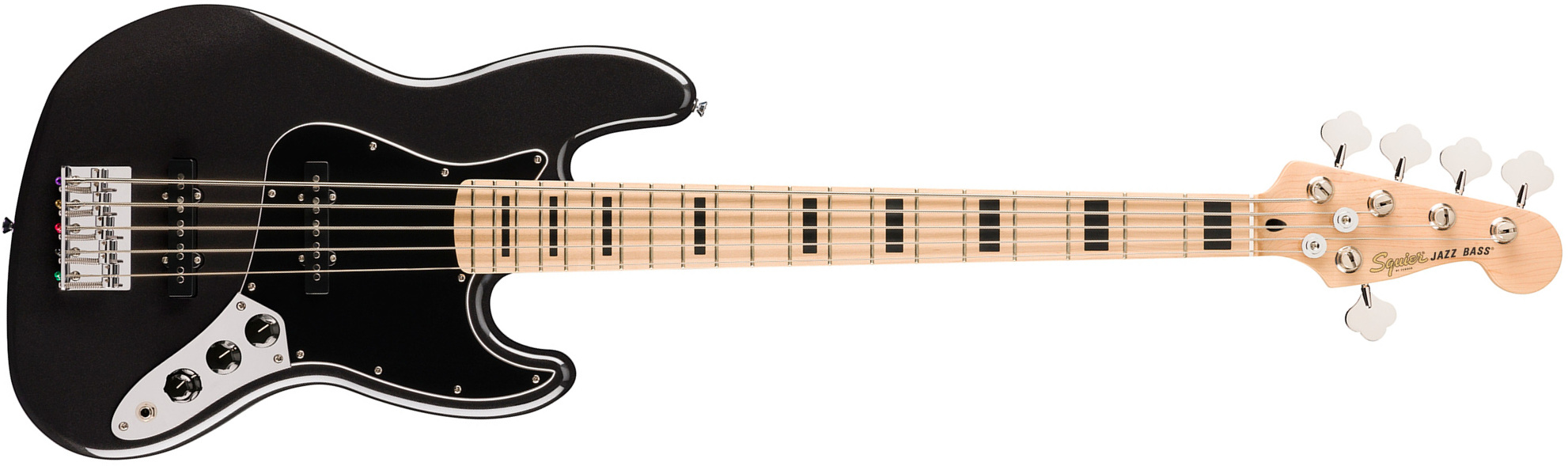 Squier Jazz Bass Active V Affinity 5c Mn - Black Metallic - Solidbody E-bass - Main picture