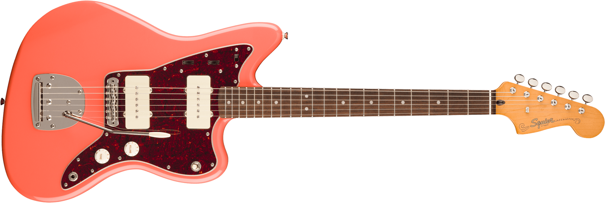 Squier Jazzmaster 60s Classic Vibe 2s Trem Lau - Tahitian Coral - Retro-Rock-E-Gitarre - Main picture