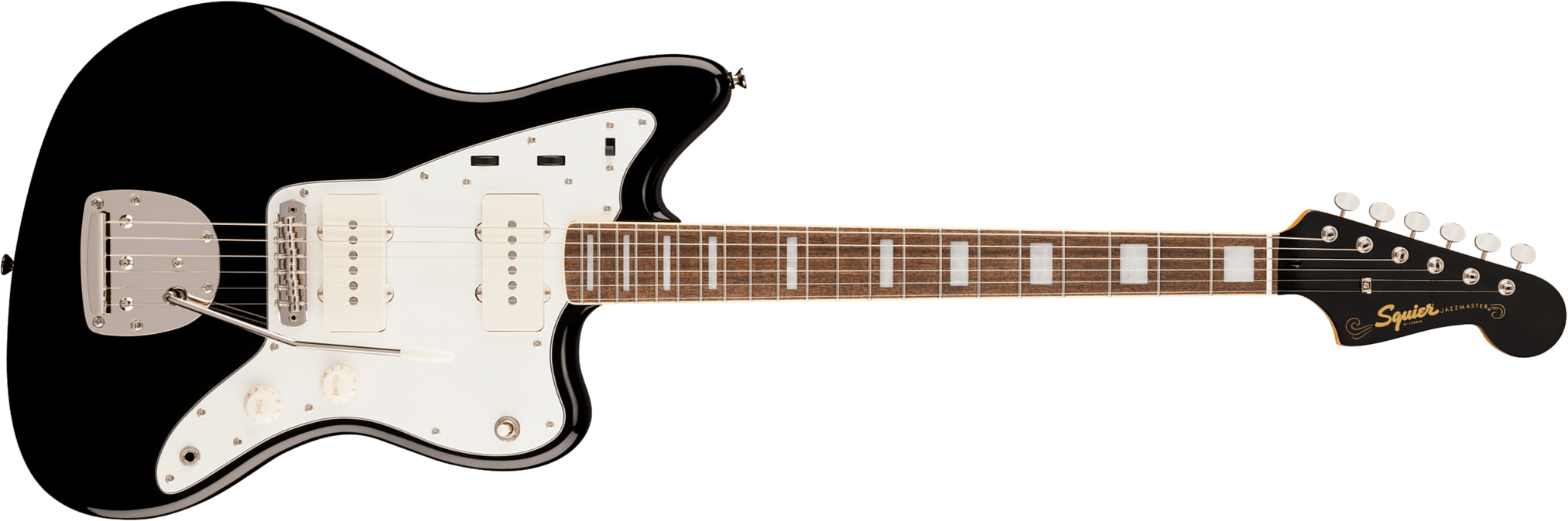 Squier Jazzmaster 60s Classic Vibe Ltd 2s Trem Lau - Black - Retro-Rock-E-Gitarre - Main picture