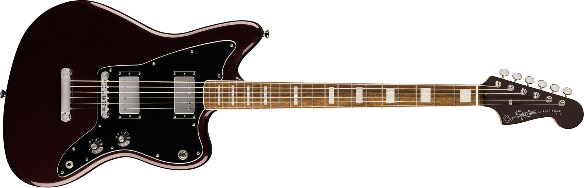 Squier Jazzmaster Baritone Hh Paranormal 2h Ht Lau - Oxblood - Retro-Rock-E-Gitarre - Main picture