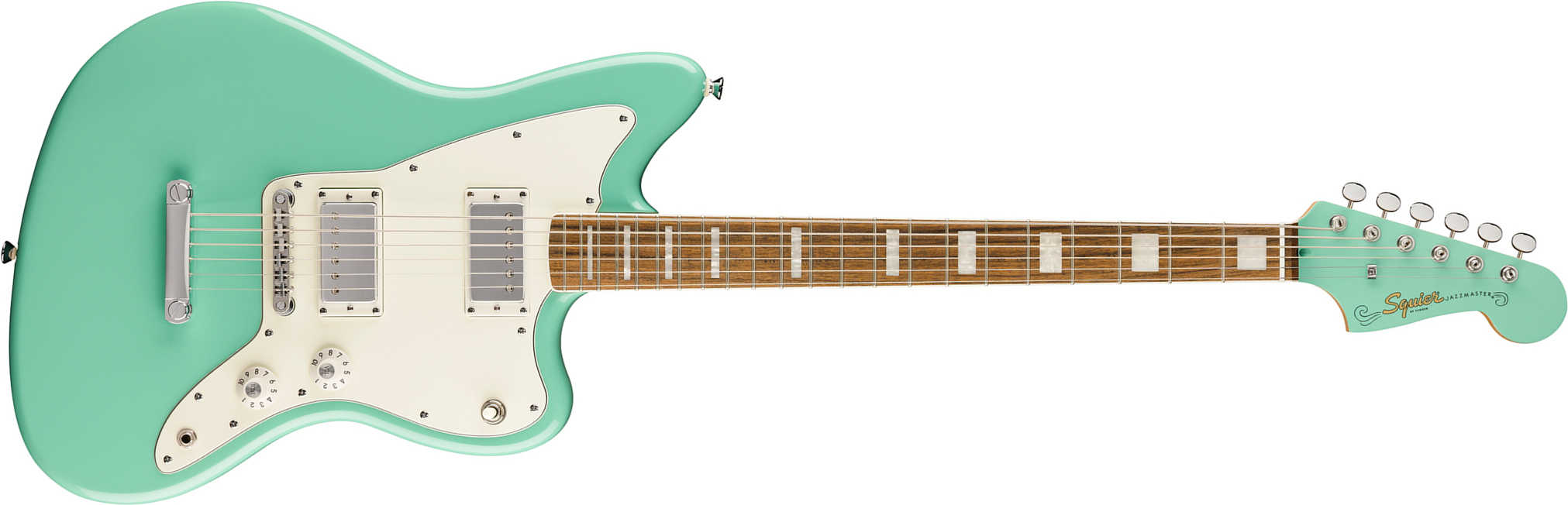 Squier Jazzmaster Baritone Hh Paranormal 2h Ht Lau - Seafoam Green - Retro-Rock-E-Gitarre - Main picture