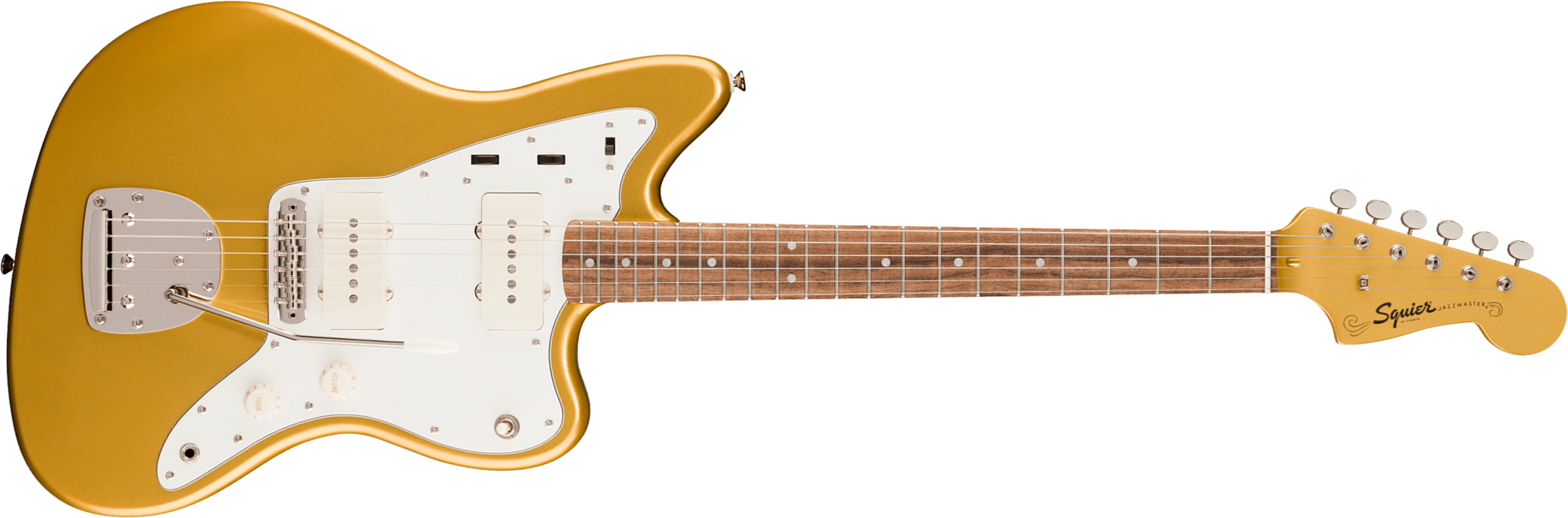 Squier Jazzmaster Classic Vibe 60s Fsr Ltd 2s Trem Lau - Aztec Gold Matching Headstock - Retro-Rock-E-Gitarre - Main picture