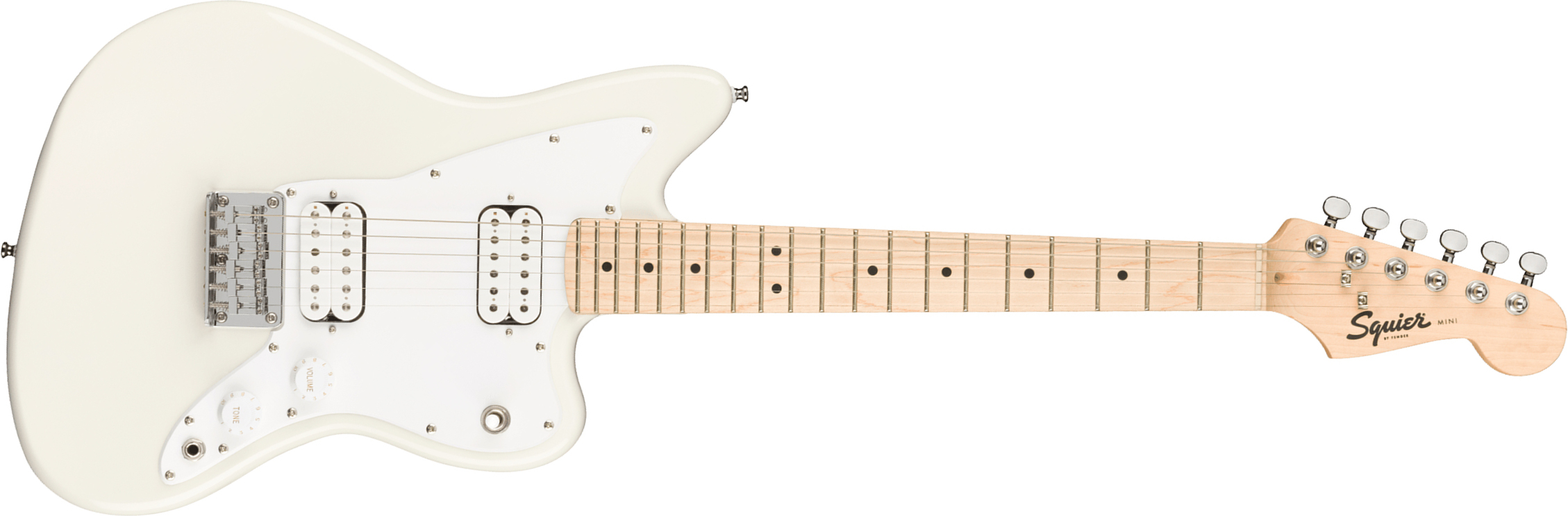 Squier Mini Jazzmaster Bullet Hh Ht Mn - Olympic White - E-Gitarre für Kinder - Main picture