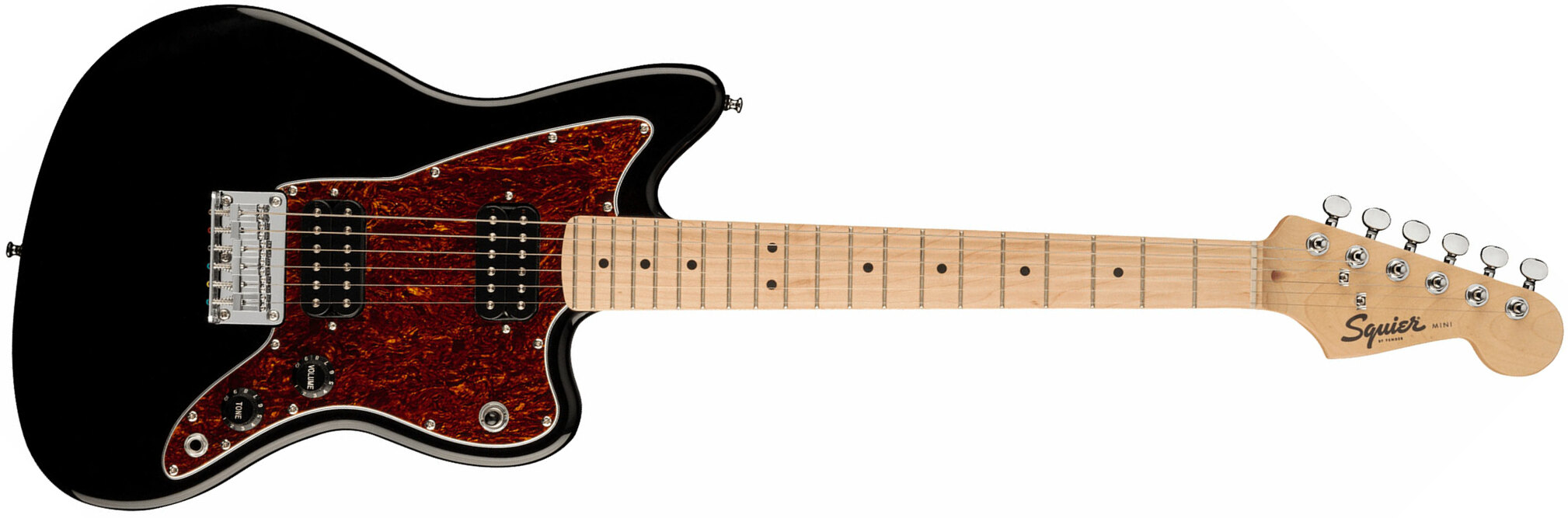 Squier Mini Jazzmaster Bullet Ltd Hh Ht Mn - Black - E-Gitarre für Kinder - Main picture