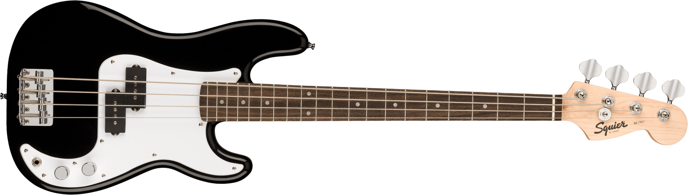 Squier Mini Precision Bass Bullet Lau - Black - E-Reisebass - Main picture