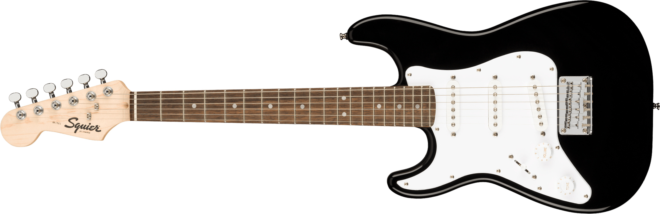 Squier Mini Strat V2 Lh Gaucher Ht Sss Lau - Black - E-Gitarre für Linkshänder - Main picture