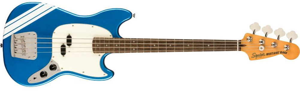 Squier Mustang Bass '60s Classic Vibe Competition Fsr Ltd Lau - Lake Placid Blue With Olympic White Stripes - E-Bass für Kinder - Main picture