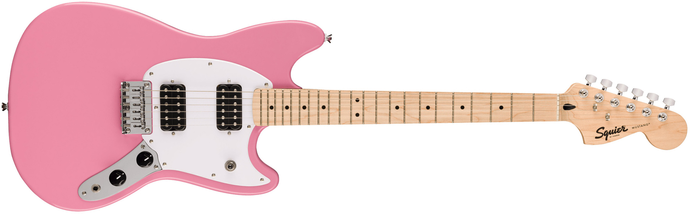Squier Mustang Sonic Hh 2h Ht Mn - Flash Pink - Retro-Rock-E-Gitarre - Main picture