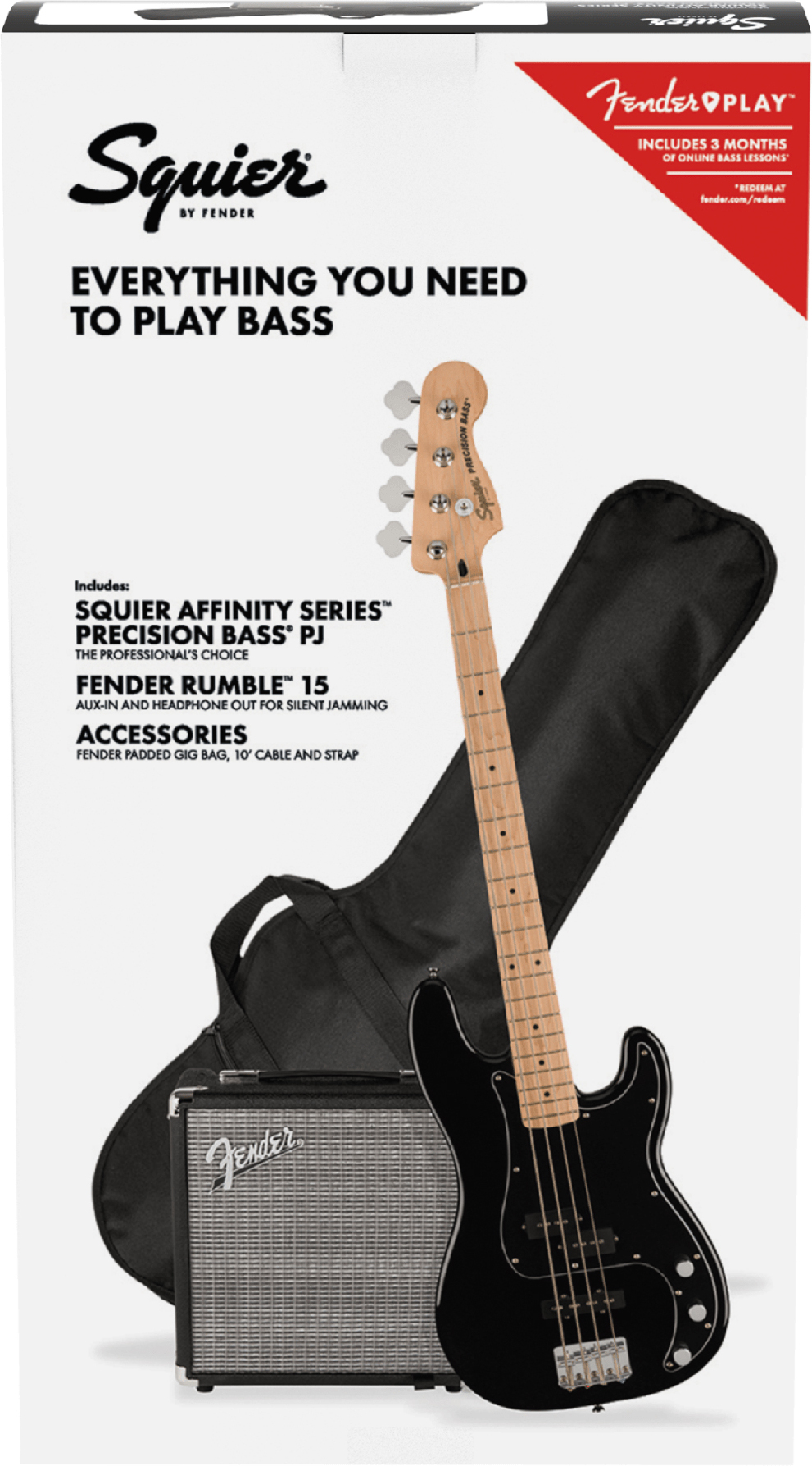 Squier Precision Bass Pj Affinity Pack +fender Rumble 15 V3 2021 Mn - Black - E-Bass Set - Main picture