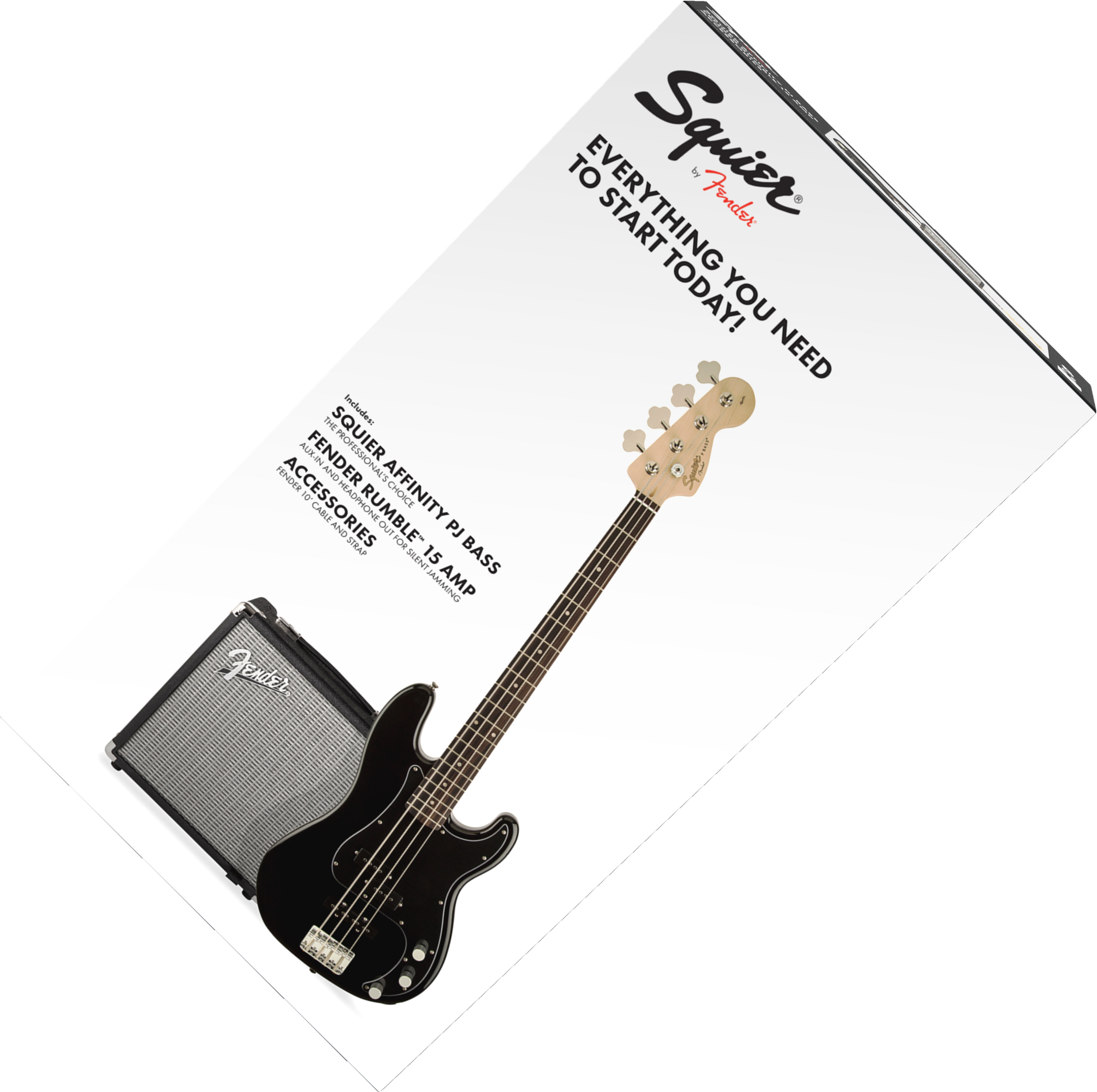 Squier Precision Bass Pj Affinity Series +fender Rumble 15 V3 Lau - Black - Solidbody E-bass - Main picture