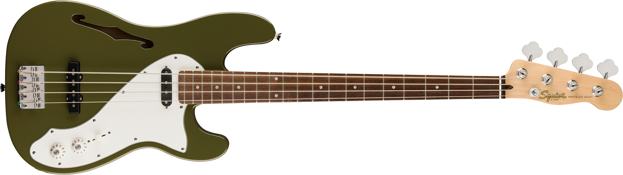 Squier Precision Bass Thinline Sj Paranormal Lau - Olive - Solidbody E-bass - Main picture