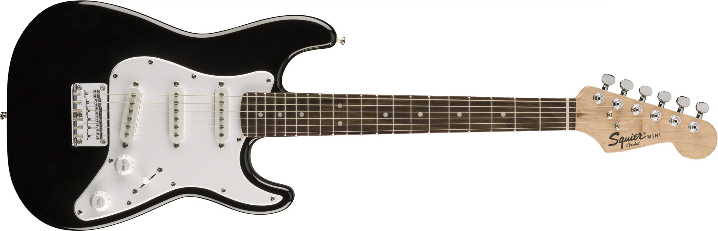 Squier Squier Mini Strat V2 Ht Sss Lau - Black - E-Gitarre für Kinder - Main picture